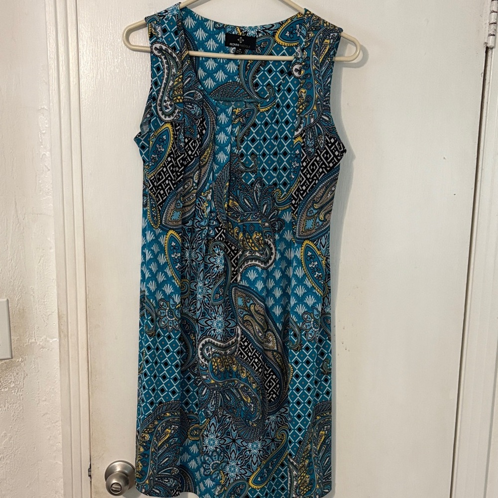 Ronni Asymmetrical Dress - Blue Paisley